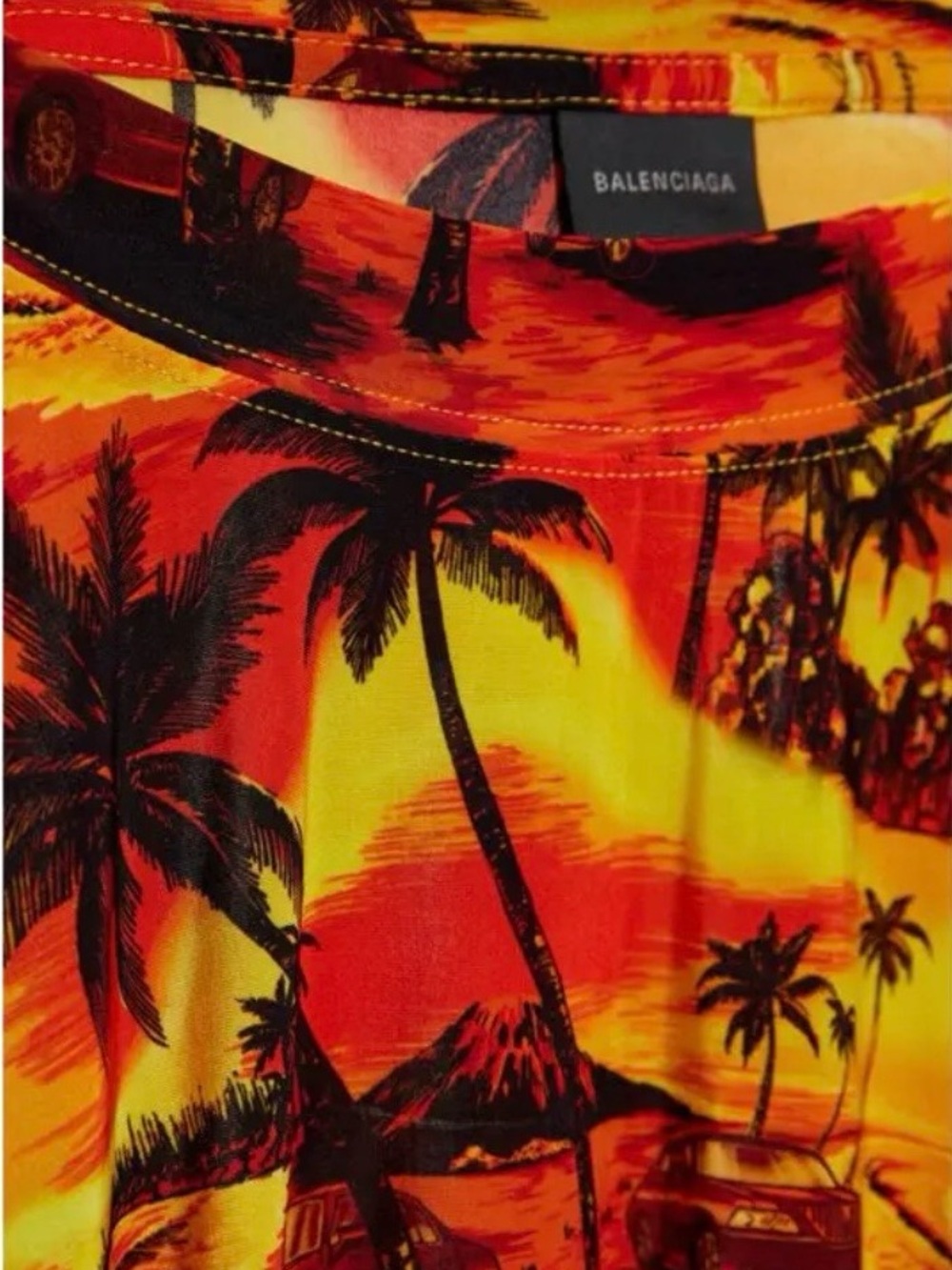 Balenciaga Yellow & Orange Tropical Graphic Short-Sleeve Tee - Picture 2 of 3